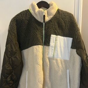 Scotch & Soda Cream and Olive Sherpa Jacket